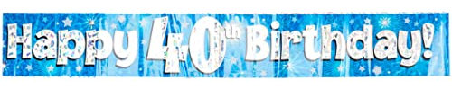 OakTree 1.587.055,5 cm Happy 40th Birthday Folie holografisches Banner, blau