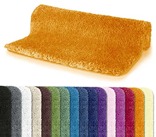 Spirella Badteppich Badematte Duschvorleger Mikrofaser Hochflor | flauschig | rutschhemmend | geeignet für Fußbodenheizung | 80x150 cm | Orange