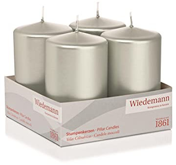 Wiedemann Flachkopfkerze 4er Kleintray lackiert 100/60mm (Silber)