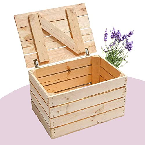 Vintage Möbel 24 GmbH Neue Holztruhe Natur *klein* - Apfelkiste mit Deckel 48x36x28cm