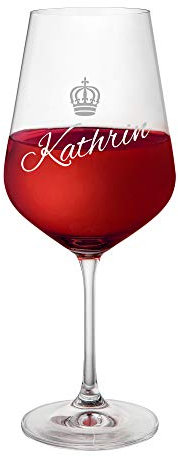 AMAVEL Verre à Vin Rouge avec Gravure Couronne de Reine Personnalisée Prénom