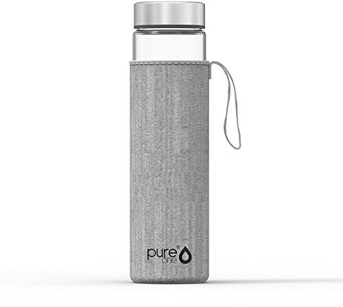 Pure One Trinkflasche aus Borosilikat-Glas 750ml | BPA, BPS, Weichmacher-Frei | Hitzebeständig - Für Heißgetränke, Tee, Smoothies | Ideal für Sport, Wandern, Yoga, Büro | Neopren-Schutzhülle