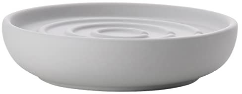Zone Denmark Nova Seifenschale, Seifenablage, Seifenhalter aus Porzellan mit Soft Touch-Beschichtung, Durchm. 11 cm, Höhe 2,5 cm, Soft Grey