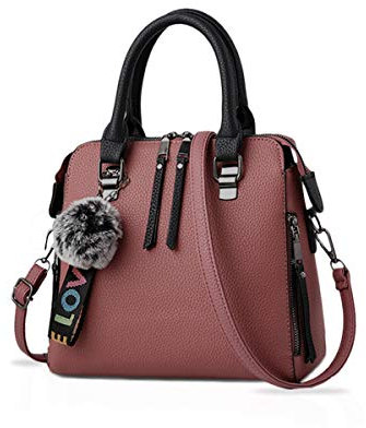 NICOLE & DORIS Mode Handtaschen Damen Taschen Elegant Shopper Tote Leder Schultertasche Frauen Umhängetasche Klassisch Henkeltasche für Büro Täglich Gebrauch Rosa