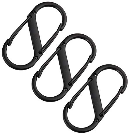 Jopto 3 x S-förmige Karabiner mit Karabiner aus Aluminium mit Federclip, Schlüsselhalter, Metall-Rucksack-Verschlüsse, Kletterhaken
