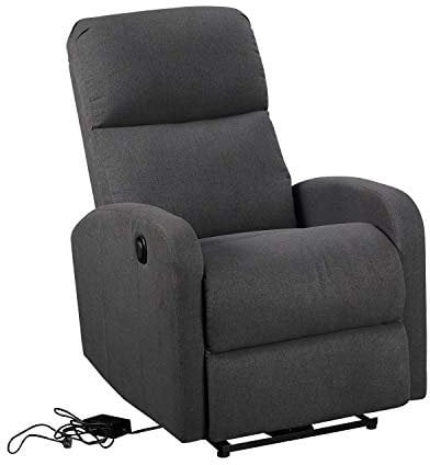 Happy Garden Fauteuil électrique inclinable Relax Gris Anthracite. Fauteuil de Salon Relax en Tissu Gris Anthracite avec Inclinaison électrique et Repose-Pieds.