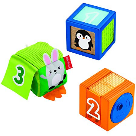 Fisher-Price GJW13 - Babys bunte Tierbausteine, 3 Stück, bunte Aktivitätsspielzeuge Babyspielzeug ab 6 Monaten