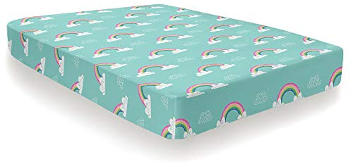 Bedlam Rainbow Unicorn-Fitted Sheet, Multicolour, Single