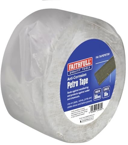 Faithfull FAITAPEPET50 Petro Anti-Corrosion Weatherproof Tape 50mm x 10M for Protection of Exposed Metal Pipework