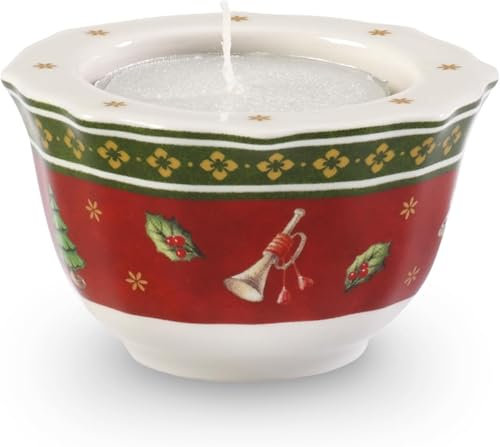 Villeroy & Boch Toy's Delight Teelichthalter 12er Set, Weihnachtliche Kerzenhalter, Weihnachtsteelichthalter, Dekoration, Weihnachtsdeko Toys, Wichtelgeschenk, Premium Porzellan, Rot