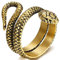 JewelryWe Schmuck Herren-Ring Schlange Ring Edelstahl Zweireihig Öffnung Band Retro Gold Größer 70