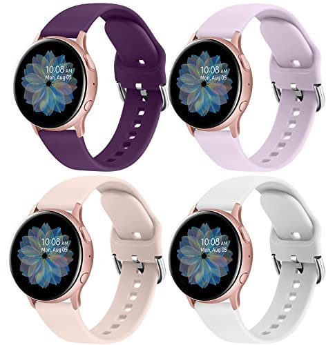 Strap for Samsung Galaxy Watch 4 Strap 44mm 40mm/Galaxy Watch 4 Classic 46mm 42mm Strap for Women Men, 20mm Adjustable Silicone Replacement Band (Starlight, Large for 155mm - 205mm Wrist)