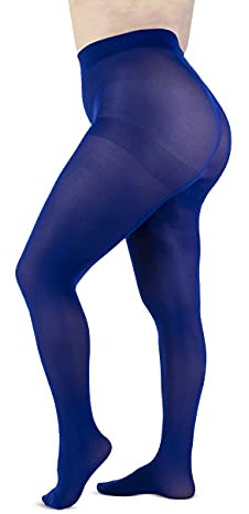 LEELA LAB Collant Curvy Taille Haute Semi-mat 90 Deniers - Made in Italy (True blue, 5)