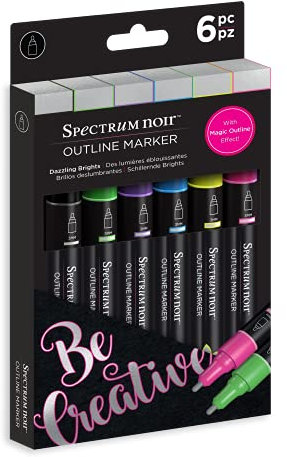 Crafter's Companion Spectrum Noir-Outline Marker-Dazzling Brights (Pack of 6), One Size