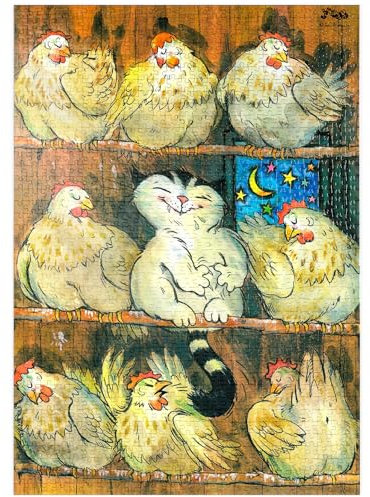 MyPuzzle Kater Jacob - Ich GEH' mit den Hühnern schlafen! - Premium 1000 Teile Puzzle - MyPuzzle Sonderkollektion von Kater Jacob