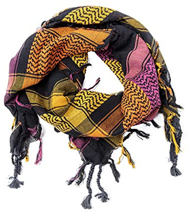 ROCK DADDY Estd 2000 ROCK HARD CLOTHING Halstuch Kopftuch Shemagh Palituch Taktischer Arabischer Arafat Schal Dreieckstuch Palästinenser PLO 100% Baumwolle (Schwarz/Regenbogen)