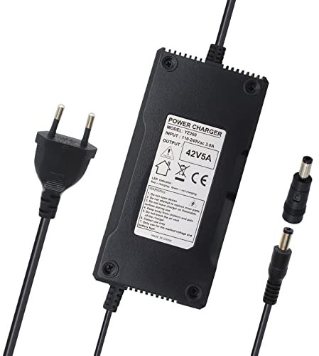 xiixtoo 42V 5A Netzteil Ladegerät Ladekabel für 36V Akkus 5,5mm x 2,1mm Rundstecker mit 5,5mm x 2,5mm TIPP für E-Bike Elektrofahrrad Elektro Fahrrad Akkus zum ACK4201 C060L1001