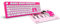 KROM Kit clavier, souris et tapis de souris Barbie KANDY - Clavier à membrane LED blanche, souris 6400 DPI, tapis de souris en caoutchouc souple et résistant, Clavier Français rose.