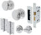 EAI Chrome Bathroom Door Knob Set - 1 Pair of Polished Chrome Victorian Mortice Knobs (55mm), Lock (80mm) & Hinges (76mm)