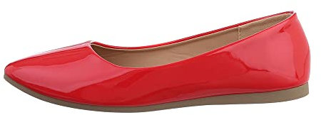 Ital Design Damenschuhe Ballerinas Klassische Ballerinas, DM-10-, Kunstleder, Rot, Gr. 37