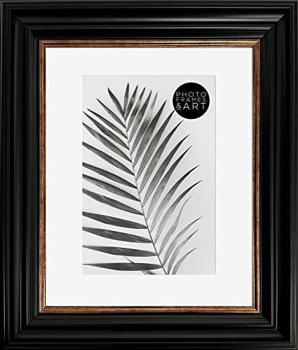 pf+a REAL GLASS Vintage 10x8 Black Frame For 8x6 Photo - Black & Copper Gold 10x8 Frame With Mount