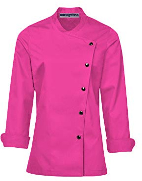 Blouson de chef à manches longues neuf pour femmes, uniforme idéal pour la restauration, les traiteurs et les professionnels de la cuisine., rose, XXL