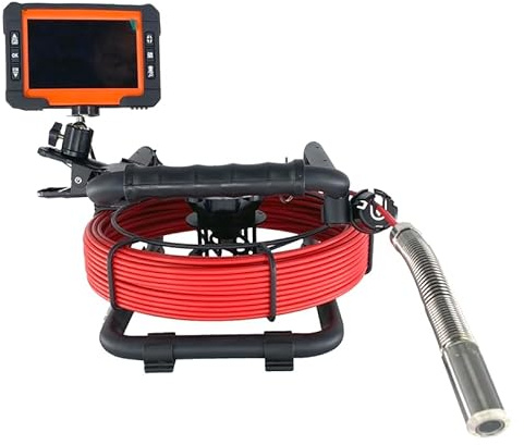 Callow Retail Drain Pipe & Sewer Endoscope Inspection Camera - 30m Cable | Integrated LED Lights 21mm Camera with HD Colour & Viewing Monitor | Waterproof & Portable Handheld Borescope Snake Camera