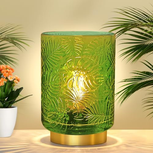 Battery Operated Green Night Light, Small Cordless Table Lamp for Living Room/Bedroom/Bedside/Corner/Home/Lounge