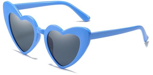 SECALIFE Heart Shaped Party Glasses, Multicolor Heart-shaped One Piece Sunglasses for Women Summer Party, Blue