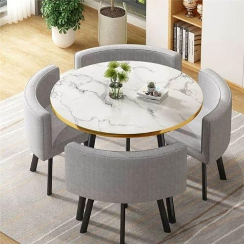 OCAZI Rundes Möbelset Mit Tisch Und Stühlen, Runder Konferenztisch, 1 Tisch Und 4 Stühle, 5-teiliges Set, Runde Frühstückstheke, Küchen-esstisch-Set für Küche/esszimmer 80x75cm/31.5x29.5in(WxH) #10