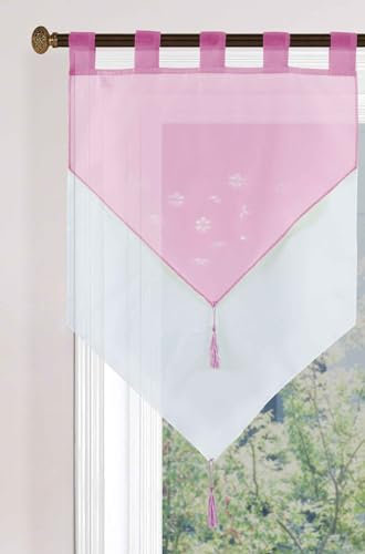 Gardinenbox Scheibengardine HxB 90x60 cm Rosa »GERA« Zweilagig Voile Schlaufen Scheibenhänger Panneaux, 2023710