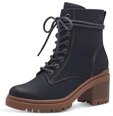 s.Oliver Damen Stiefeletten zum Schnüren mit Blockabsatz Vegan, Blau (Navy), 42 EU