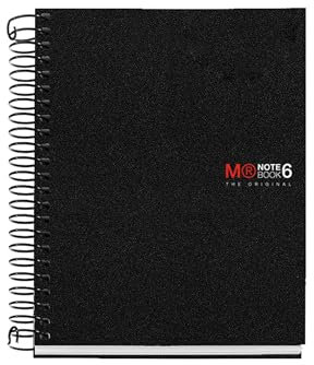 Miquelrius - Notizbuch A6 Notebook The Original, 6 farbige Streifen, blickdichter Einband aus Polypropylen, Größe 105 x 148 mm, ohne Bohren, 150 Blatt 70 g/m², kariert, 5 mm, schwarz