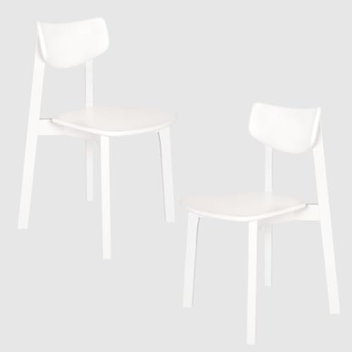 DAIVA CASA Holzstuhl 2er-Set – Vega – Stuhl mit Sitz und Rückenlehne aus Holz, weiß – Moderne skandinavische Möbel für Küche, Esszimmer, Wohnzimmer und mehr…