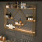 Wine Storage Rack Wall Mounted With Led Lighted,Metal Wine Glass Holder,Liquor Bottle Display Shelf With Led Lights,Modern Wine Stand,Floating Wall Shelves,Black/Gold,For Bar Kitchen Living Room ( Col