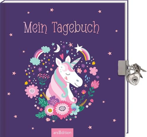 Mein Tagebuch – Einhorn (mit Schloss): Eintragbuch zum Sammeln persönlicher Erlebnisse und Gedanken | liniert und zauberhaft gestaltet für Kinder ab 6