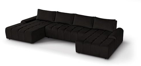 BEAUTY SOFA - Costa Sofa XXL - 367 x 169 cm - Couch, Schlafsofa U-Form, Gästebett - Sofa mit Schlaffunktion, Schlafcouch - Schlafsofa mit Bettkasten - Velours - Braun (Vogue 06)