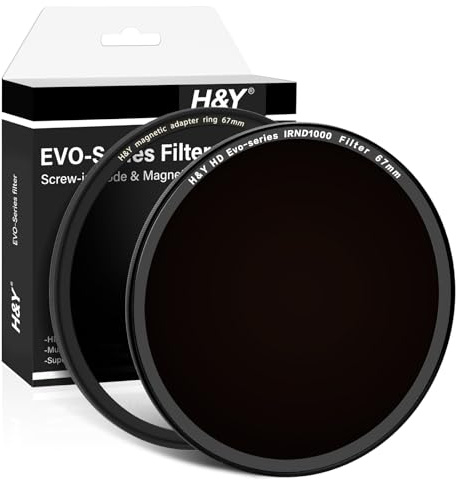 H&Y EVO - Filtro per obiettivo ND1000 da 67 mm, magnetico e filettato, 2 in 1, a densità neutra (10 stop), vetro ottico HD con 22 nano-rivestimenti multistrato