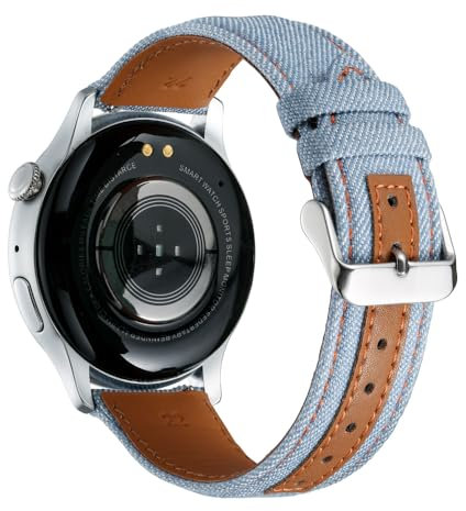Triblanc 18mm Cinturino per Orologio in Denim Tela Compatibile con Huawei Watch GT 4 41mm/Fossil Women's Sport 41mm/Compatibile con Garmin vívoactive 4S Smartwatch Watch Band