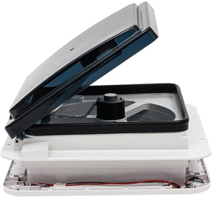 12V Caravan Roof Vent Fan RV Air Vent Ventilation Motorhome RV Caravan Skylight Vent with LED Light, Manual Van Bathroom Roof Vent Fan with Insect Proof Net for Camper Trailer