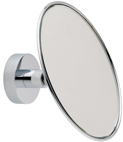 tesa Kosmetikspiegel VISIOON mit 3-facher Vergrößerung - runder Schminkspiegel für die Wandmontage - Befestigung ohne Bohren auf Fliesen, Metall und weiteren Untergründen - Durchmesser 14 cm, Silber