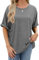 Famulily Oversized T-Shirt for Women UK Summer Baggy Tshirts Comfy Short Sleeve Tee Shirts (XXL, Grey)