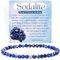 Sodalith - Kommunikation - Edelstein Perlen Armband für Frauen, 4mm Kristall Silber 925 Naturstein Schmuck Elastisch Armbänder Damen, Chakra Spirituelle Charms Armbänder Geschenke