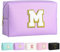 Make-up Tasche für Mädchen und Frauen, personalisierte Make-up Taschen mit Initialen wasserdichter PU Leder Reißverschluss Kulturbeutel Kosmetiktasche
