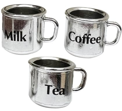 GARVALON 3pcs Dollhouse Cup Tea Cups Water Mug Doll House Coffee Glasses Know Mug Coffee Mugs Teacups Decorative Coffee Mug Models Miniature Water Cups Mini House Photo Props Mini Cup Metal
