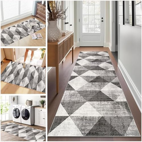 Teppich Läufer Lang, Rutschfest Waschbar 100 x 250 cm - Flur Küchenteppich Korridor Läufer für Küche, Eingang, Wohnzimmer, Schlafzimmer
