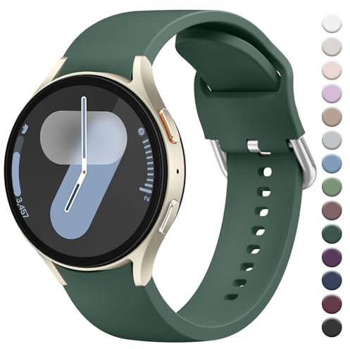 Straps Compatible with Samsung Galaxy Watch 7/6/5/4 Strap 40mm 44mm,20mm Adjustable Original Style Silicone Sport Replacement for Samsung Galaxy Watch 7/6/5/4 Women Men (Green)