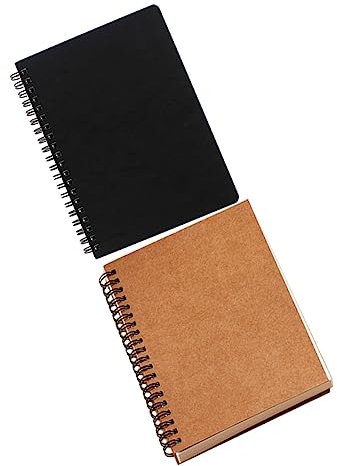 DIYEAH 2stücke Unlinierte Skizzenbücher Für Malerei Vintage Spiral Notizbuch Mit Braunem Und Schwarzem Karton Für Kunst Zeichnungen Und Kreative Notizen
