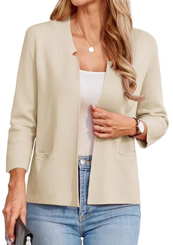 GRACE KARIN Cardigan Donna Blazer Corto Vintage Elegante Giacca Estiva Bolero Casual Leisure Cardigan Ufficio M Albicocca -3