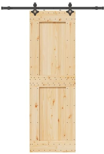 vidaXL Schiebetür mit Beschlag 70x210 cm Massivholz Kiefer